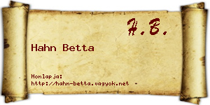 Hahn Betta névjegykártya
